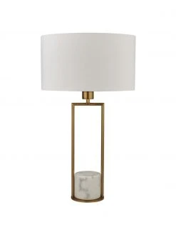 Searchlight Große Tischlampe Quebec mit Marmorfuß, Ø 35 x H 62 cm