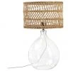 Westwing Collection Gro&szlig;e Tischlampe Zoya mit Glasfu&szlig; und Rattanschirm, Ø 30 x H 51 cm