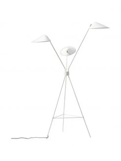 Westwing Collection Gro&szlig;e Tripod-Stehlampe Neron mit Gold-Dekor in Wei&szlig;, B 103 x H 170 cm -Leuchten Verkaufsladen Grosse Tripod Stehlampe Neron mit Gold Dekor in Weiss 3