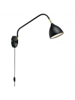 Marksl&ouml;jd Gro&szlig;e Verstellbare Wandleuchte Valencia mit Stecker in Schwarz, T 40 x H 28 cm