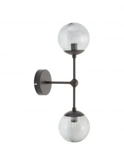 Westwing Collection Gro&szlig;e Wandleuchte Beth aus Rauchglas, T 20 x H 45 cm