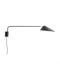 Westwing Collection Gro&szlig;e Wandleuchte Neron mit Stecker und Gold-Dekor in Schwarz, B 27 x T 100 cm -Leuchten Verkaufsladen Grosse Wandleuchte Neron mit Stecker und Gold Dekor in Schwarz 3