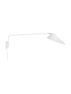 Westwing Collection Große Wandleuchte Neron mit Stecker und Gold-Dekor in Weiß, B 27 x T 100 cm