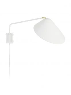 Westwing Collection Gro&szlig;e Wandleuchte Neron mit Stecker und Gold-Dekor in Wei&szlig;, B 27 x T 100 cm -Leuchten Verkaufsladen Grosse Wandleuchte Neron mit Stecker und Gold Dekor in Weiss 3