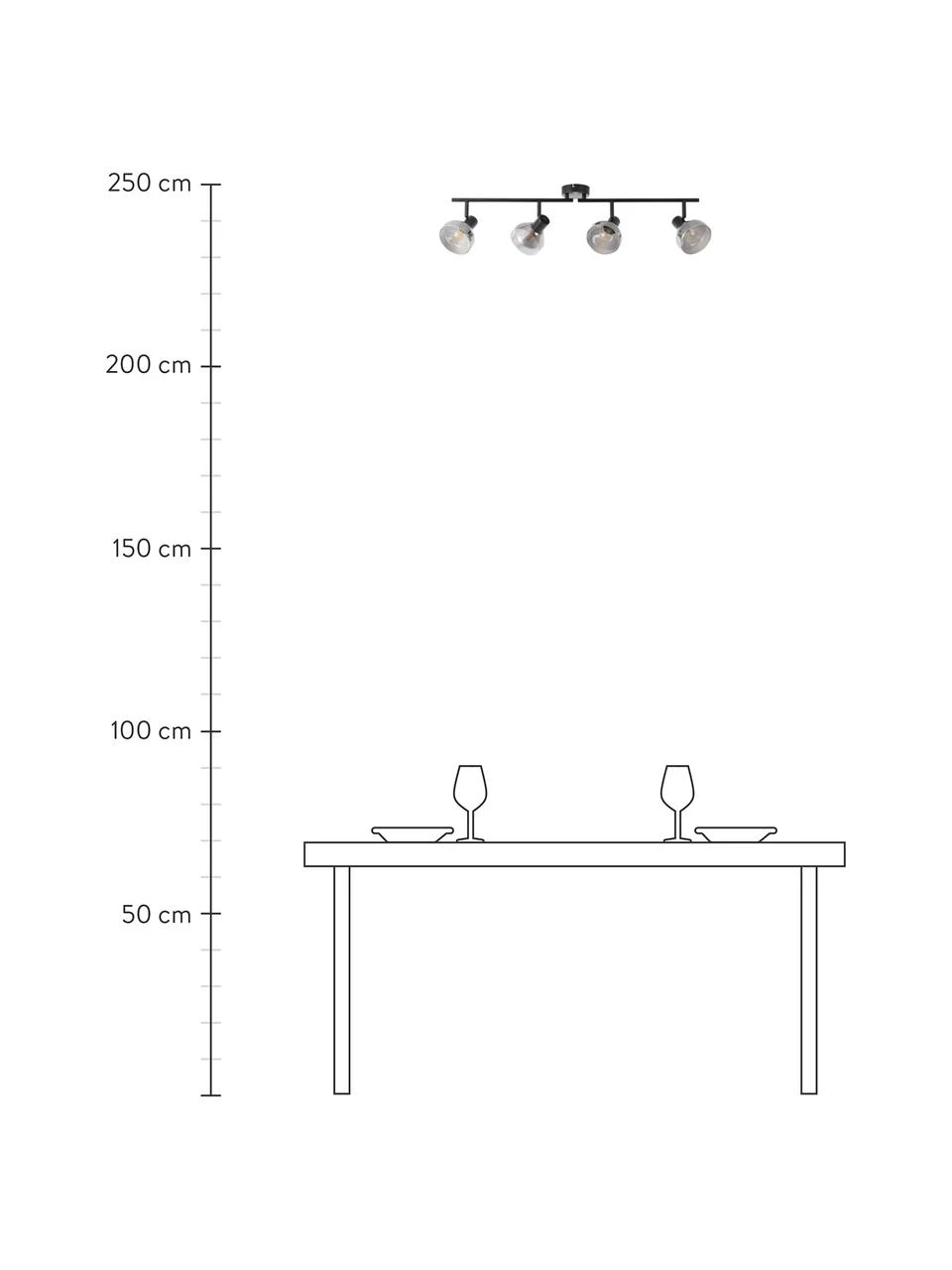 Großer Deckenstrahler Reflekt aus Glas, B 89 x H 20 cm 4 Großer Deckenstrahler Reflekt aus Glas, B 89 x H 20 cm – Bild 2