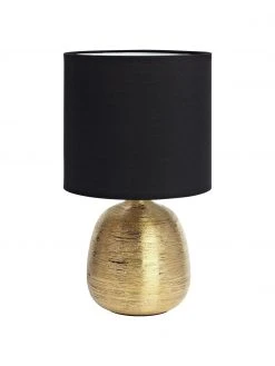 Marksl&ouml;jd Keramik-Tischlampe Oscar in Schwarz-Gold, Ø 20 x H 39 cm