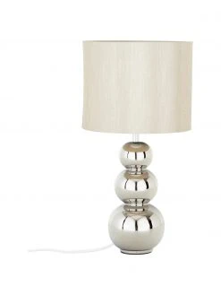 Miraluz Keramik-Tischlampe Regina in Silber, Ø 25 x H 49 cm