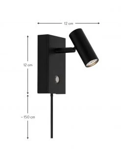 Nordlux Kleine Dimmbare LED-Wandleuchte Omari mit Stecker in Schwarz, B 7 x H 12 cm -Leuchten Verkaufsladen Kleine Dimmbare LED Wandleuchte Omari mit Stecker in Schwarz 2