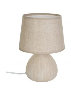 Lucide Kleine Keramik-Tischlampe Ramzi in Beige, Ø 18 x H 26 cm