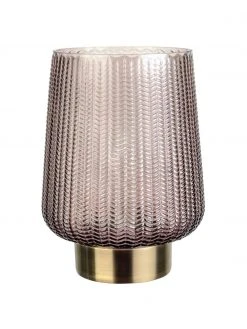 Pauleen Kleine Mobile LED-Tischlampe Fancy Glamour in Taupe mit Timerfunktion, Ø 19 x H 26 cm