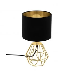 Kleine Nachttischlampe Phil in Schwarz-Gold, Ø 17 x H 31 cm