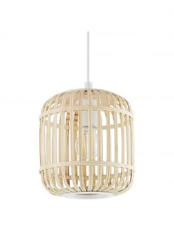 Westwing Collection Kleine Pendelleuchte Adam aus Bambus, Ø 21 x H 24 cm