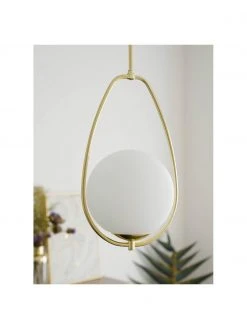 Searchlight Kleine Pendelleuchte Avalon aus Opalglas, Ø 23 x H 51 cm -Leuchten Verkaufsladen Kleine Pendelleuchte Avalon aus Opalglas 2