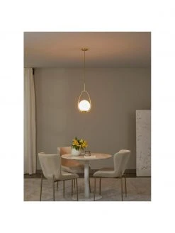 Searchlight Kleine Pendelleuchte Avalon aus Opalglas, Ø 23 x H 51 cm -Leuchten Verkaufsladen Kleine Pendelleuchte Avalon aus Opalglas 4