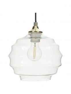 Westwing Collection Kleine Pendelleuchte Irina aus gewelltem Glas, Ø 22 x H 19 cm