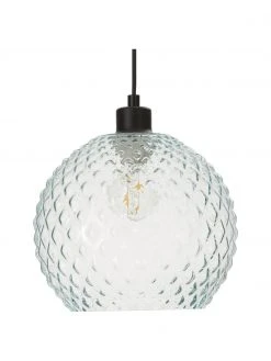 Westwing Collection Kleine Pendelleuchte Rania aus hellblauem Glas, Ø 25 x H 21 cm