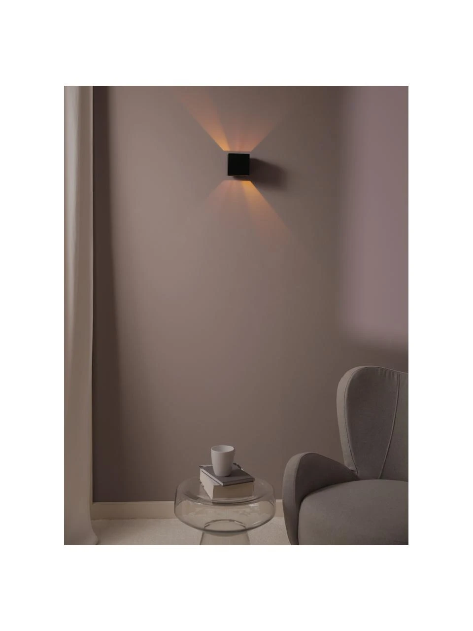 Kleine Wandleuchte Quad in Schwarz, B 10 x H 10 cm 4 Kleine Wandleuchte Quad in Schwarz, B 10 x H 10 cm – Bild 2