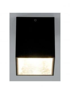 Westwing Collection LED-Deckenspot Marty in Schwarz-Gold mit Antik-Finish, B 10 x H 12 cm -Leuchten Verkaufsladen LED Deckenspot Marty in Schwarz Gold mit Antik Finish 8