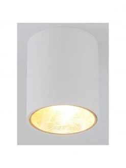 Westwing Collection LED-Deckenspot Marty in Wei&szlig;-Gold mit Antik-Finish, Ø 10 x H 12 cm -Leuchten Verkaufsladen LED Deckenspot Marty in Weiss Gold mit Antik Finish 5