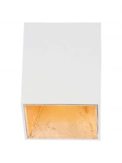 Westwing Collection LED-Deckenspot Marty in Wei&szlig;-Gold mit Antik-Finish, B 10 x H 12 cm