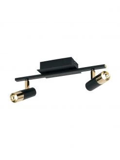 Westwing Collection LED-Deckenstrahler Bobby in Schwarz-Gold, B 47 x H 13 cm