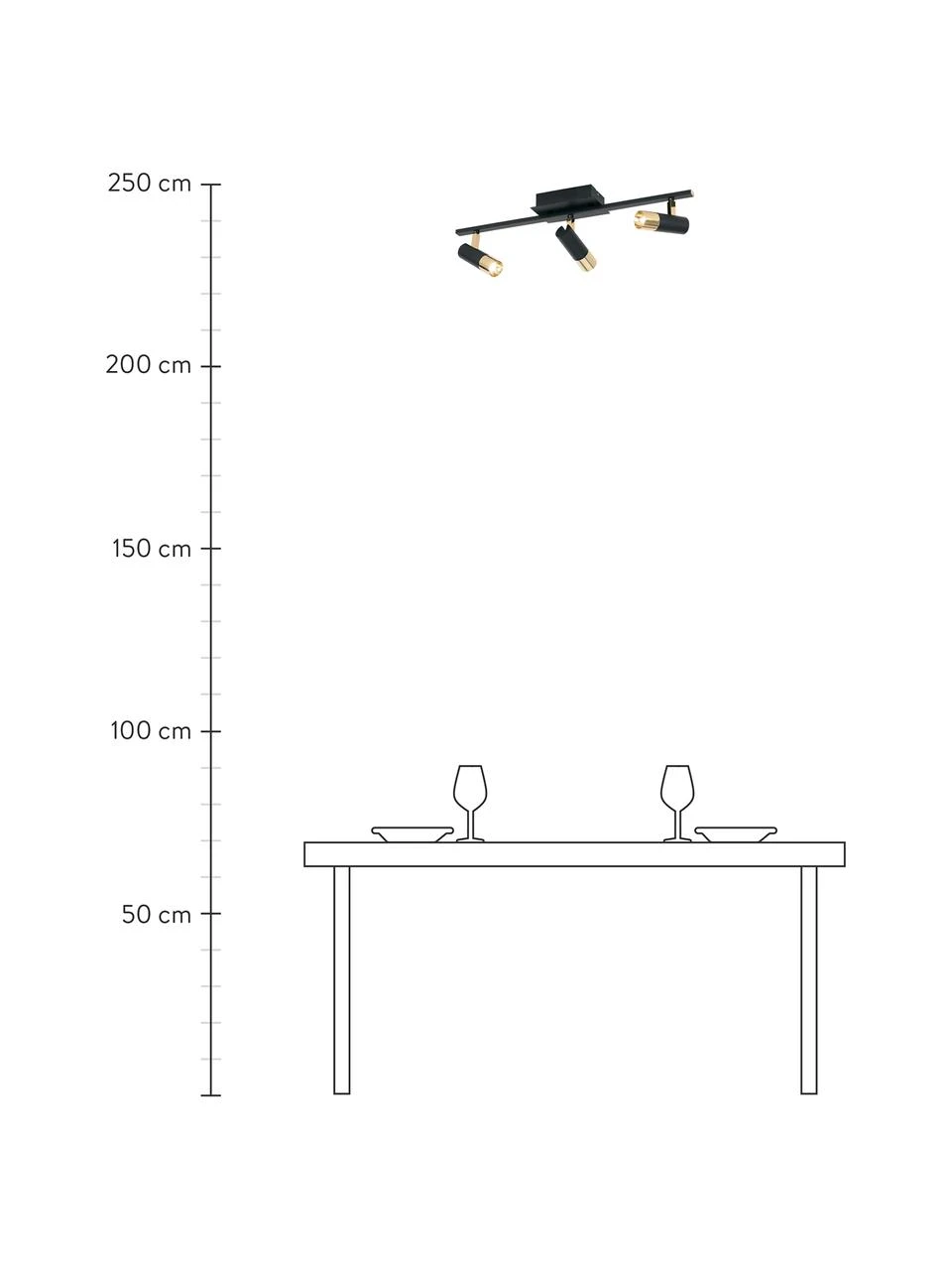 Westwing Collection LED-Deckenstrahler Bobby in Schwarz-Gold, B 66 x H 13 cm 5 Westwing Collection LED-Deckenstrahler Bobby in Schwarz-Gold, B 66 x H 13 cm – Bild 3