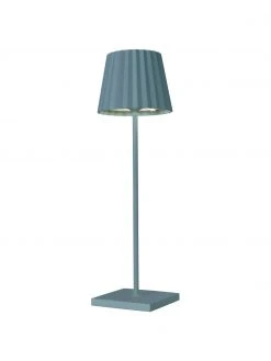 Sompex Mobile Dimmbare Au&szlig;entischlampe Trellia in Blau, Ø 12 x H 38 cm