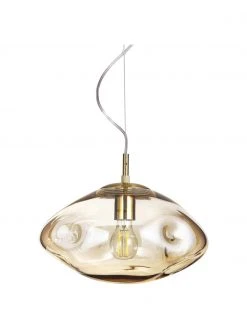 Westwing Collection Pendelleuchte Amora aus champagnerfarbenem Glas, Ø 35 x H 20 cm