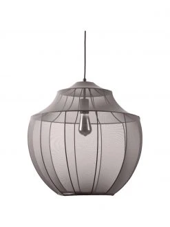 Westwing Collection Pendelleuchte Beau aus Netzstoff in Grau, Ø 52 x H 52 cm