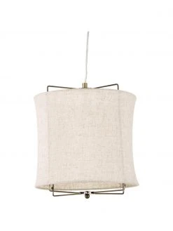 Westwing Collection Pendelleuchte Clouds aus Leinen in Beige, Ø 30 x H 30 cm