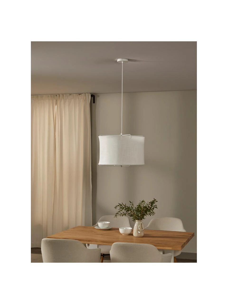 Westwing Collection Pendelleuchte Clouds aus Leinen in Weiß, Ø 50 x H 29 cm 5 Westwing Collection Pendelleuchte Clouds aus Leinen in Weiß, Ø 50 x H 29 cm – Bild 3