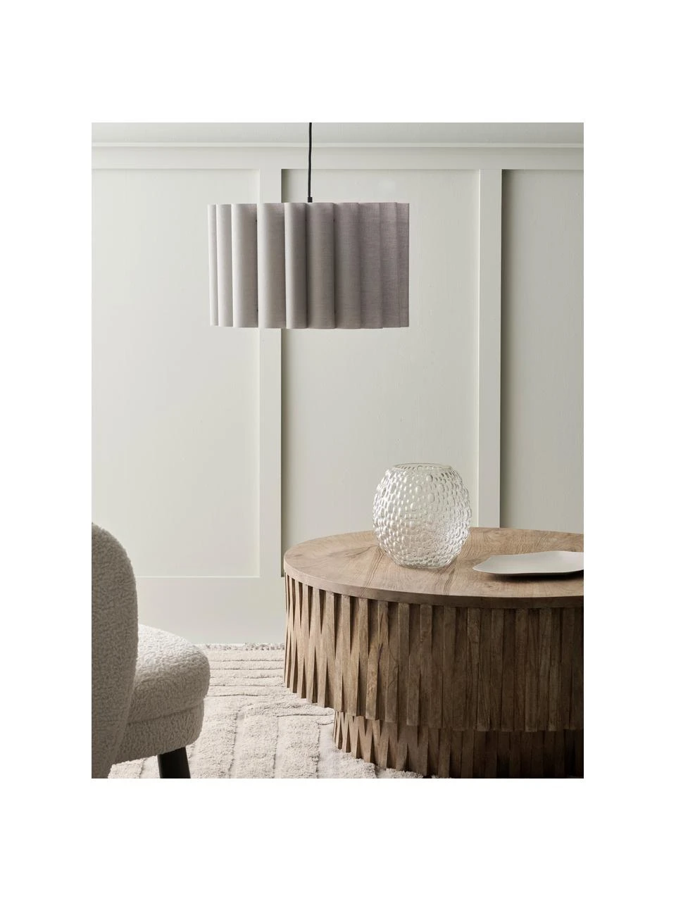 Pendelleuchte Hilde aus Leinen, Ø 50 x H 30 cm 4 Pendelleuchte Hilde aus Leinen, Ø 50 x H 30 cm – Bild 2