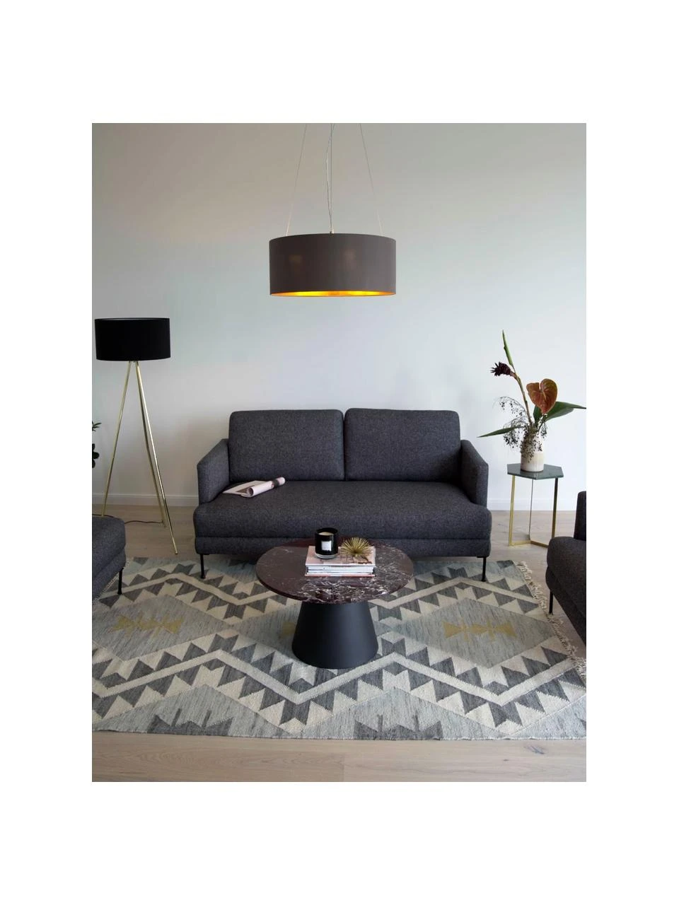 Pendelleuchte Jamie mit Gold-Dekor, Ø 53 x H 24 cm 4 Pendelleuchte Jamie mit Gold-Dekor, Ø 53 x H 24 cm – Bild 2