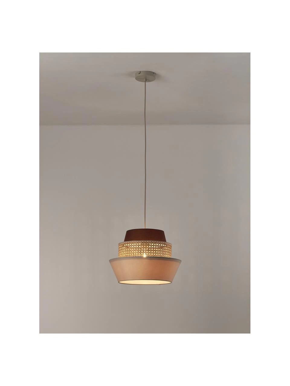 Westwing Collection Pendelleuchte Klea aus Wiener Geflecht in Creme/Braun, Ø 41 x H 30 cm 6 Westwing Collection Pendelleuchte Klea aus Wiener Geflecht in Creme/Braun, Ø 41 x H 30 cm – Bild 4