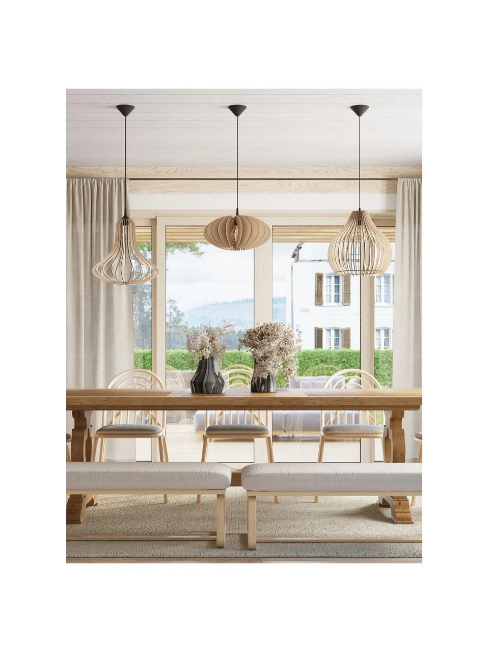 Pendelleuchte Pantilla aus Holz, Ø 39 x H 40 cm 4 Pendelleuchte Pantilla aus Holz, Ø 39 x H 40 cm – Bild 2