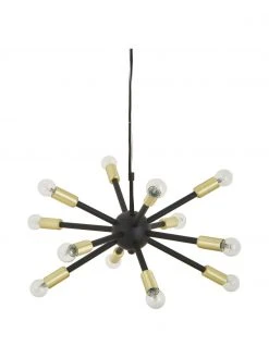 Westwing Collection Pendelleuchte Spike in Schwarz-Gold, Ø 50 cm