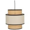 Westwing Collection Pendelleuchte Vienna aus Wiener Geflecht mit cremefarbenem Stoff, Ø 40 x H 40 cm