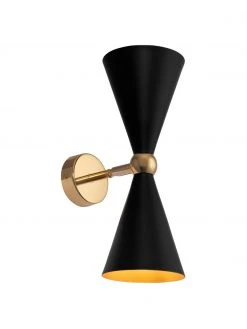 Retro-Wandleuchte Vesper mit Gold-Dekor, T 18 x H 32 cm