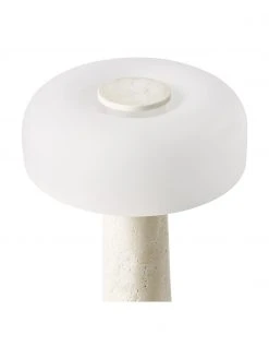 Westwing Collection Tischlampe Carla mit Travertinfu&szlig;, Ø 32 x H 39 cm -Leuchten Verkaufsladen Tischlampe Carla mit Travertinfuss 3