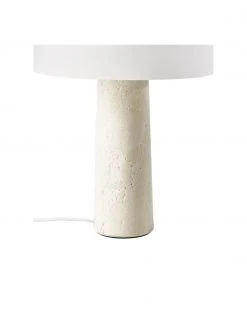 Westwing Collection Tischlampe Carla mit Travertinfu&szlig;, Ø 32 x H 39 cm -Leuchten Verkaufsladen Tischlampe Carla mit Travertinfuss 4