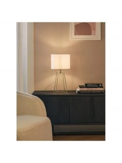 Westwing Collection Tischlampe Karolina in Wei&szlig;-Gold, Ø 25 x H 49 cm -Leuchten Verkaufsladen Tischlampe Karolina in Weiss Gold 2