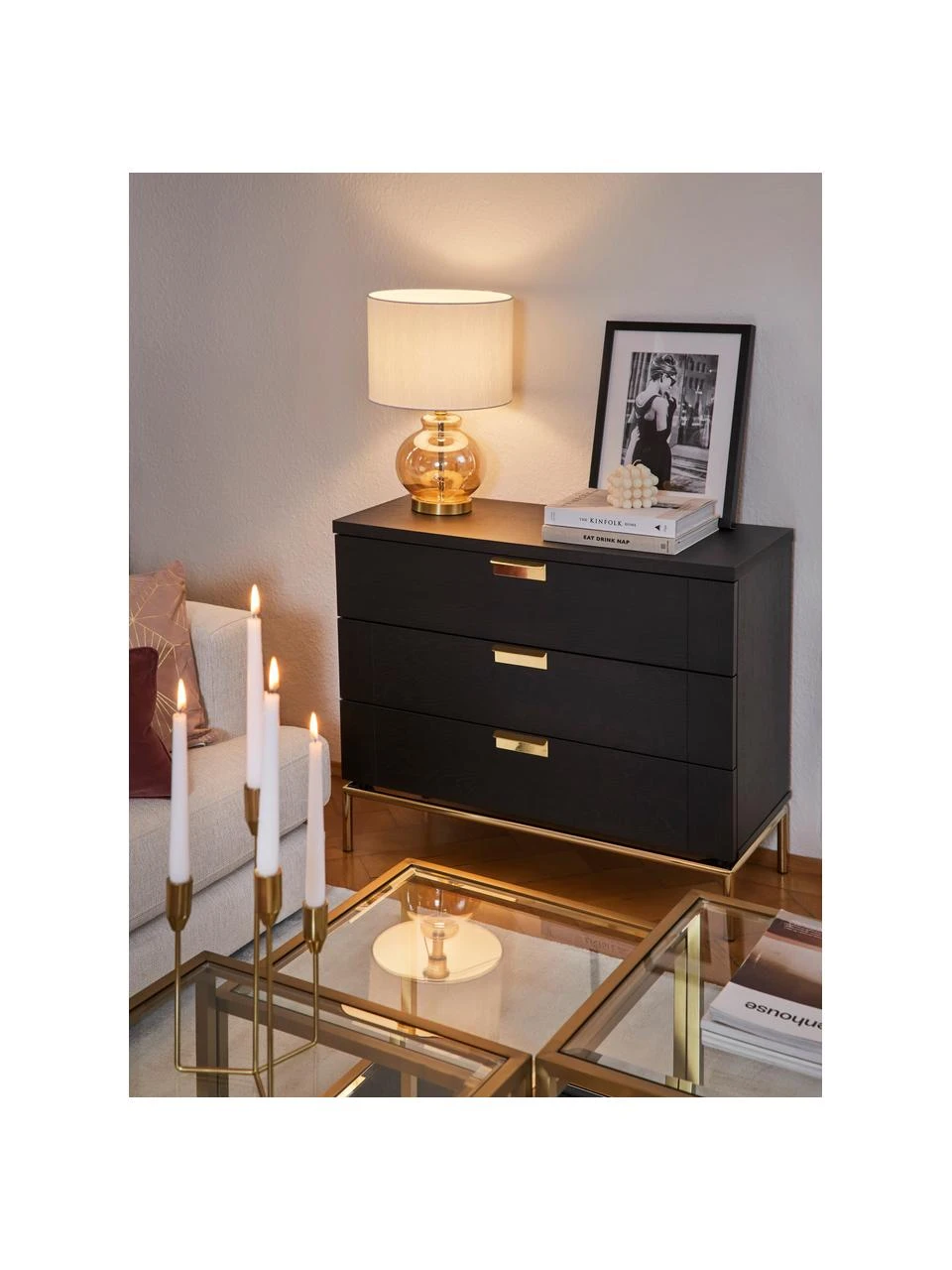 Tischlampe Natty mit Glasfuß, Ø 31 x H 48 cm 4 Tischlampe Natty mit Glasfuß, Ø 31 x H 48 cm – Bild 2