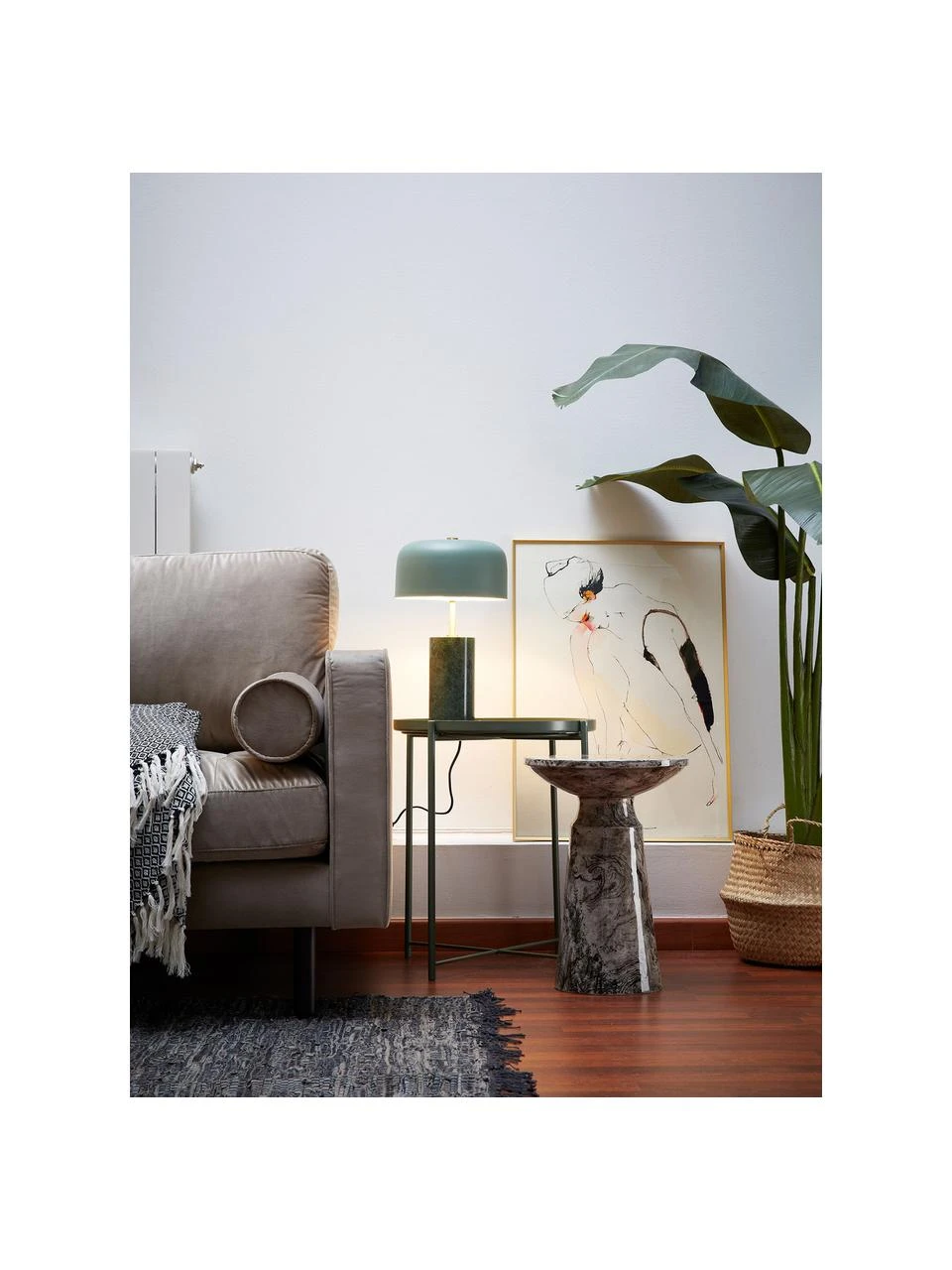 Tischlampe Videl mit Marmorfuß, Ø 26 x H 44 cmNur noch wenige verfügbar 4 Tischlampe Videl mit Marmorfuß, Ø 26 x H 44 cmNur noch wenige verfügbar – Bild 2