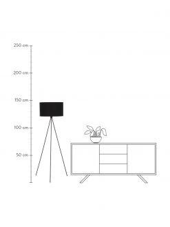 Westwing Collection Tripod Stehlampe Cella mit Stoffschirm, Ø 45 x H 147 cm -Leuchten Verkaufsladen Tripod Stehlampe Cella mit Stoffschirm 3