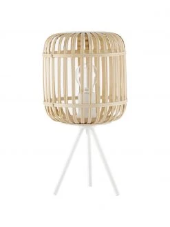 Westwing Collection Tripod Tischlampe Adam aus Bambus, Ø 21 x H 42 cm