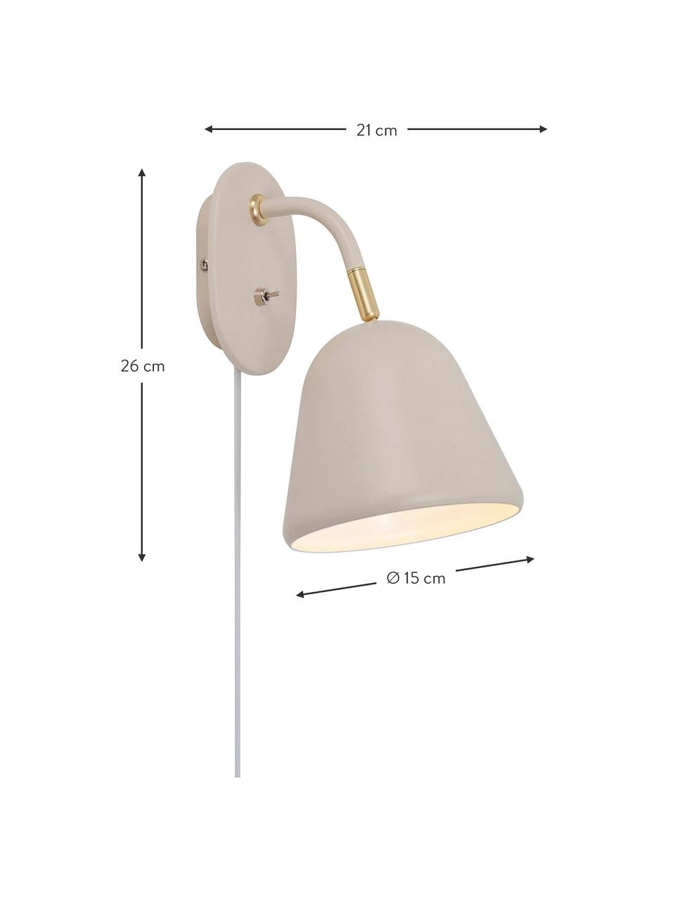 Nordlux Verstellbare Wandleuchte Fleur mit Stecker in Beige, T 21 x H 26 cm 5 Nordlux Verstellbare Wandleuchte Fleur mit Stecker in Beige, T 21 x H 26 cm – Bild 3