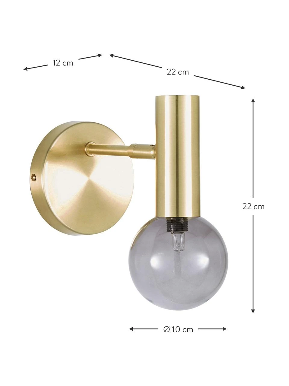 Westwing Collection Verstellbare Wandleuchte Wilson mit Glasschirm, T 22 x H 22 cm 4 Westwing Collection Verstellbare Wandleuchte Wilson mit Glasschirm, T 22 x H 22 cm – Bild 2