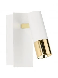Westwing Collection Verstellbarer LED-Wandstrahler Bobby in Wei&szlig;-Gold, B 7 x H 15 cm