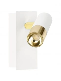 Westwing Collection Verstellbarer LED-Wandstrahler Bobby in Wei&szlig;-Gold, B 7 x H 15 cm -Leuchten Verkaufsladen Verstellbarer LED Wandstrahler Bobby in Weiss Gold 4