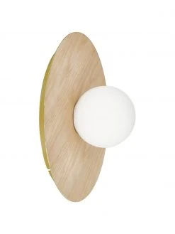 Westwing Collection Wand- und Deckenleuchte Starling in Holzoptik, Ø 33 x T 14 cm